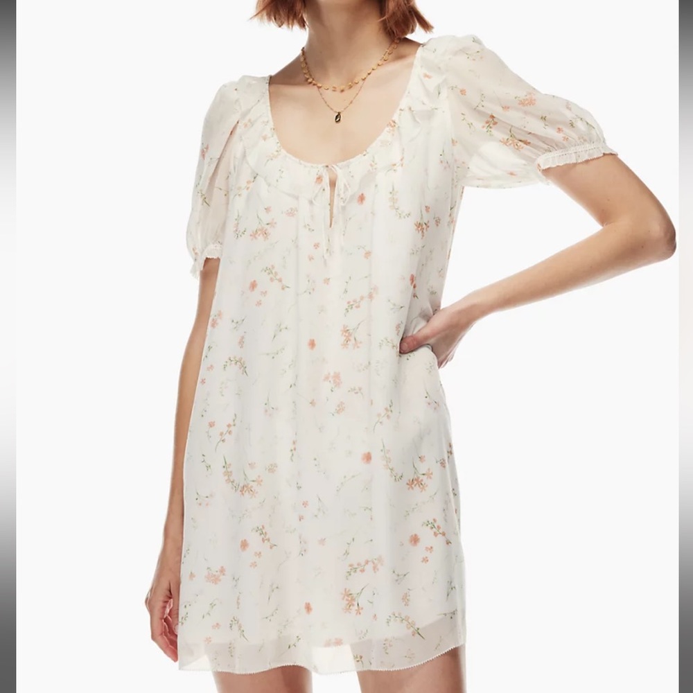 Aritzia Wilfred Reverie Dress Lt Birch/Sunfaded Coral Size S